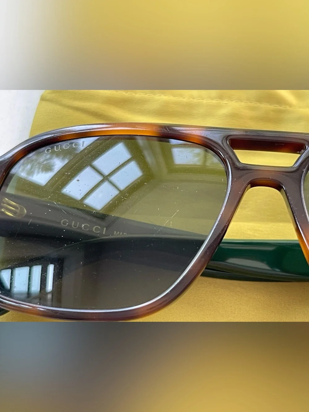 Gucci GG0925S 002 Havana/Green Aviator Sunglasses